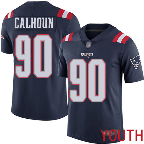 New England Patriots Football 90 Rush Vapor Limited Navy Blue Youth Shilique Calhoun NFL Jersey
